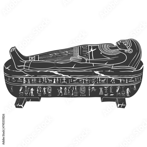 Silhouette ancient egypt sarcophagus black color only