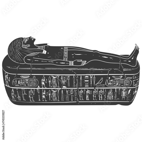 Silhouette ancient egypt sarcophagus black color only