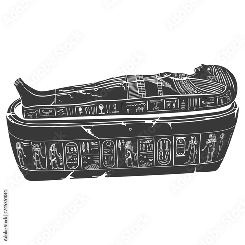 Silhouette ancient egypt sarcophagus black color only