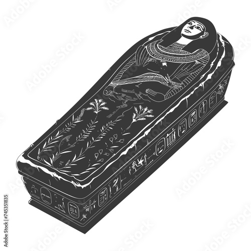 Silhouette ancient egypt sarcophagus black color only