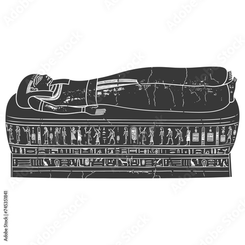 Silhouette ancient egypt sarcophagus black color only