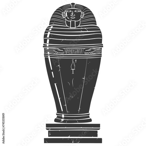 Silhouette ancient egypt sarcophagus black color only