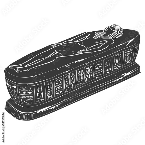 Silhouette ancient egypt sarcophagus black color only