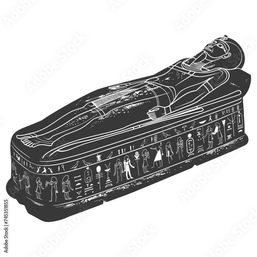 Silhouette ancient egypt sarcophagus black color only