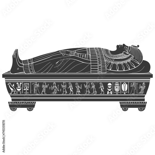 Silhouette ancient egypt sarcophagus black color only