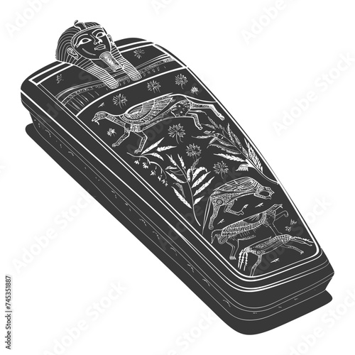 Silhouette ancient egypt sarcophagus black color only