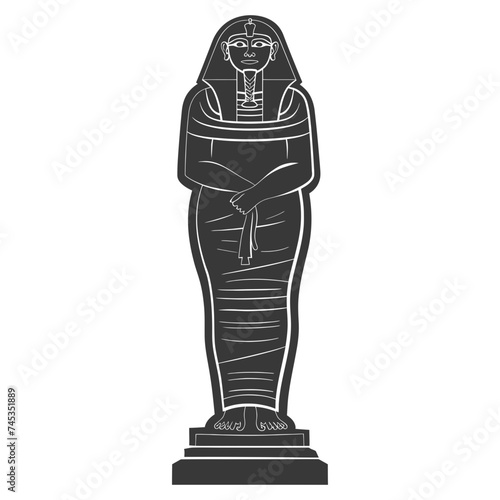 Silhouette ancient egypt sarcophagus black color only