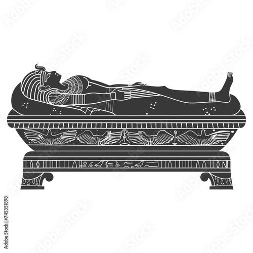 Silhouette ancient egypt sarcophagus black color only