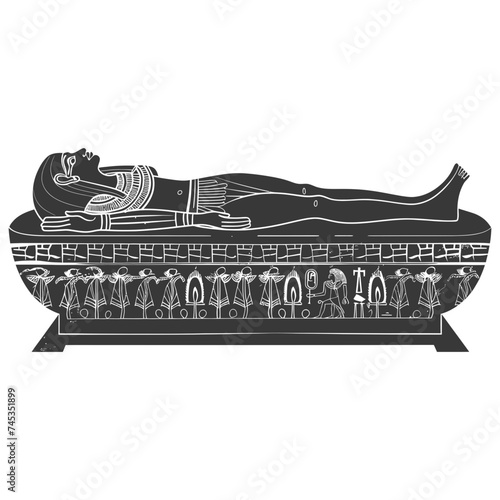 Silhouette ancient egypt sarcophagus black color only