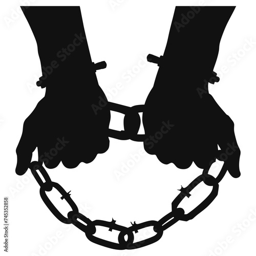 Silhouette handcuffed hands black color only