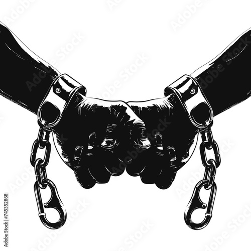 Silhouette handcuffed hands black color only