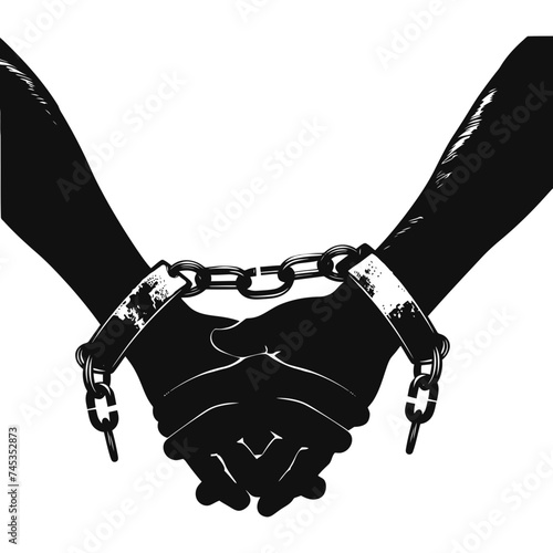Silhouette handcuffed hands black color only