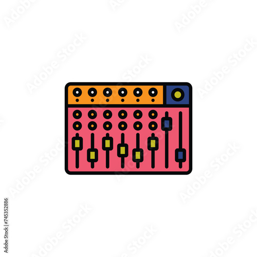 Original vector illustration. The contour icon of the music mixing console. A design element.