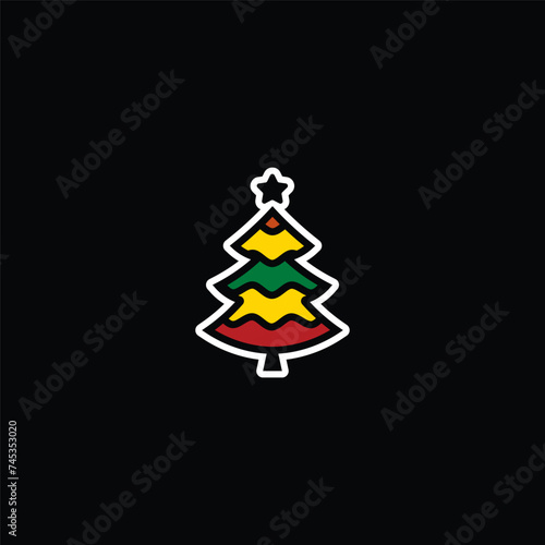 Original vector illustration. An icon of a Christmas tree with decorations and a star.