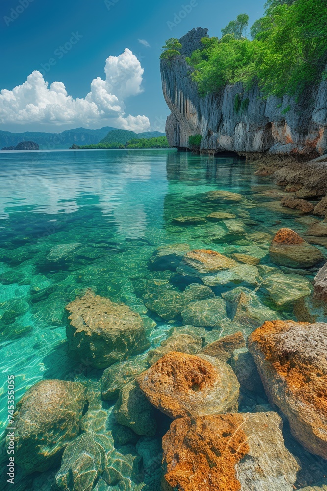 Emerald waters and limestone cliffs of a tropical paradise