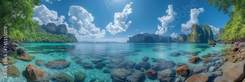 Emerald waters and limestone cliffs of a tropical paradise