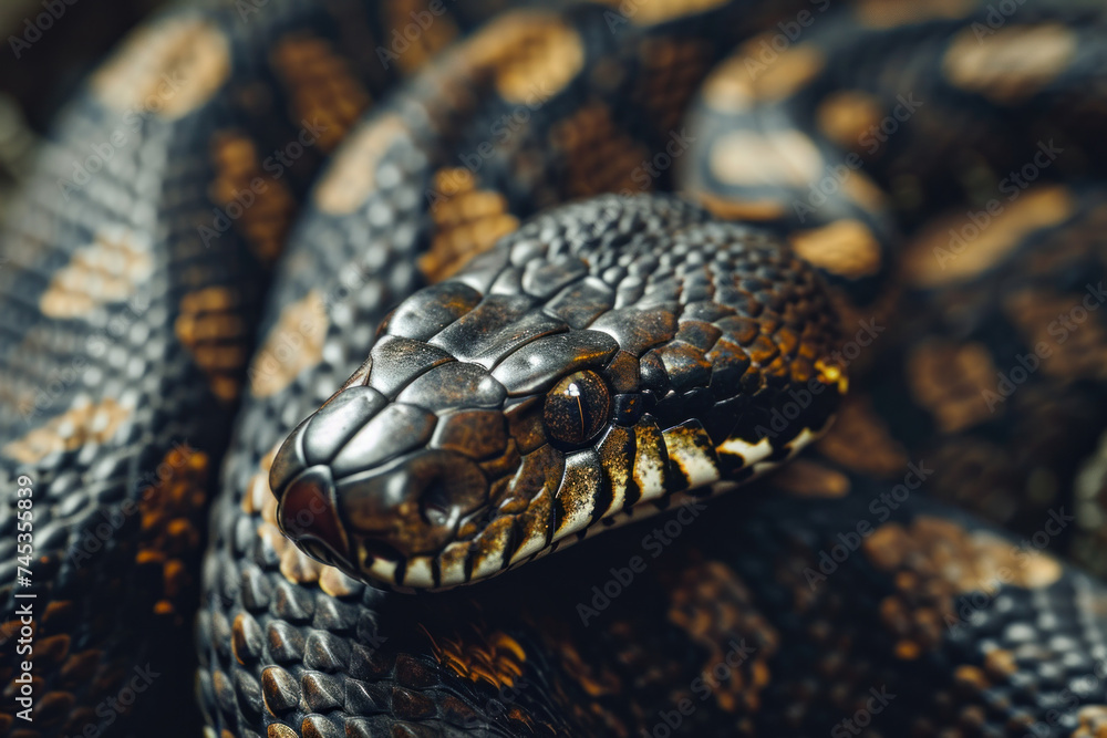 Close up of a snake in a nature Close up of a snake in a nature