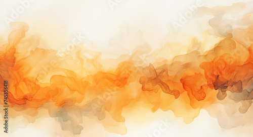 Blurry Orange Smoke on White Background