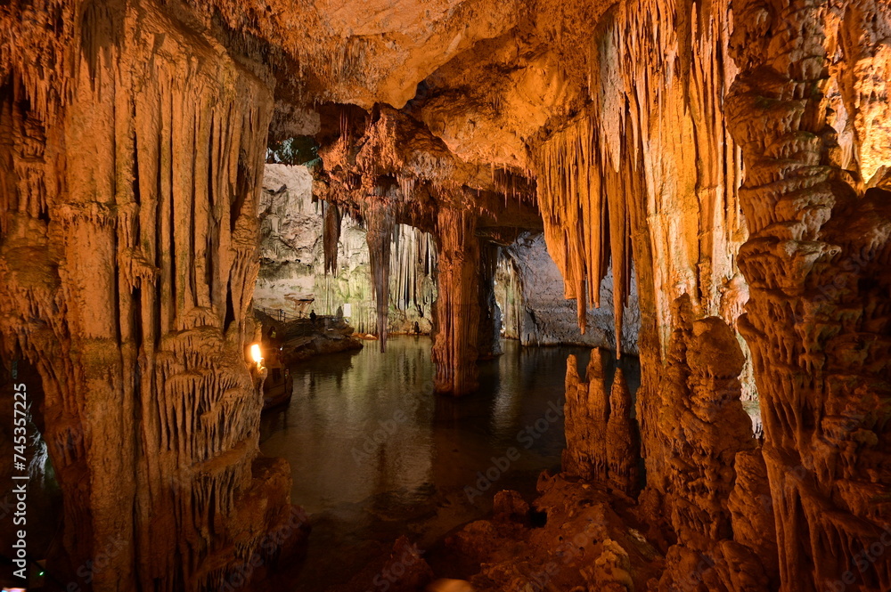 Neptune's Grotto, a stalactite cave near the town of Alghero on the island of Sardinia, Italy, also known as Grotta di Nettuno