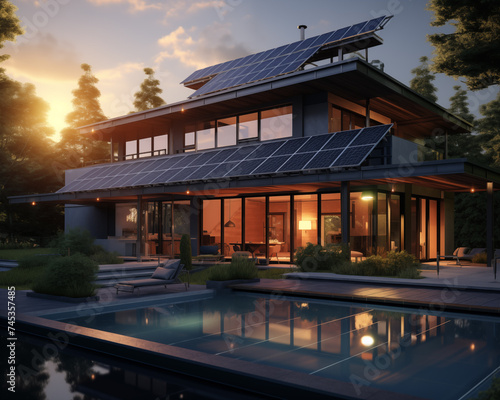 Efficient Solar Energy Twin Panels on Aluminum Roof