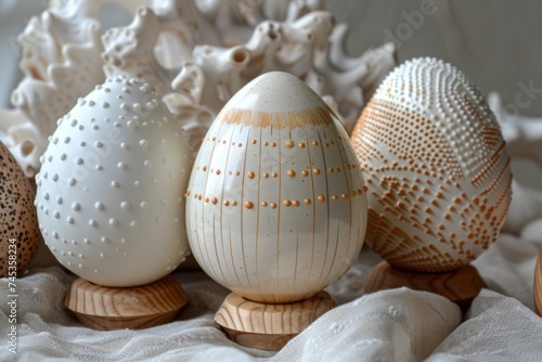 group of decorated lace easter eggs