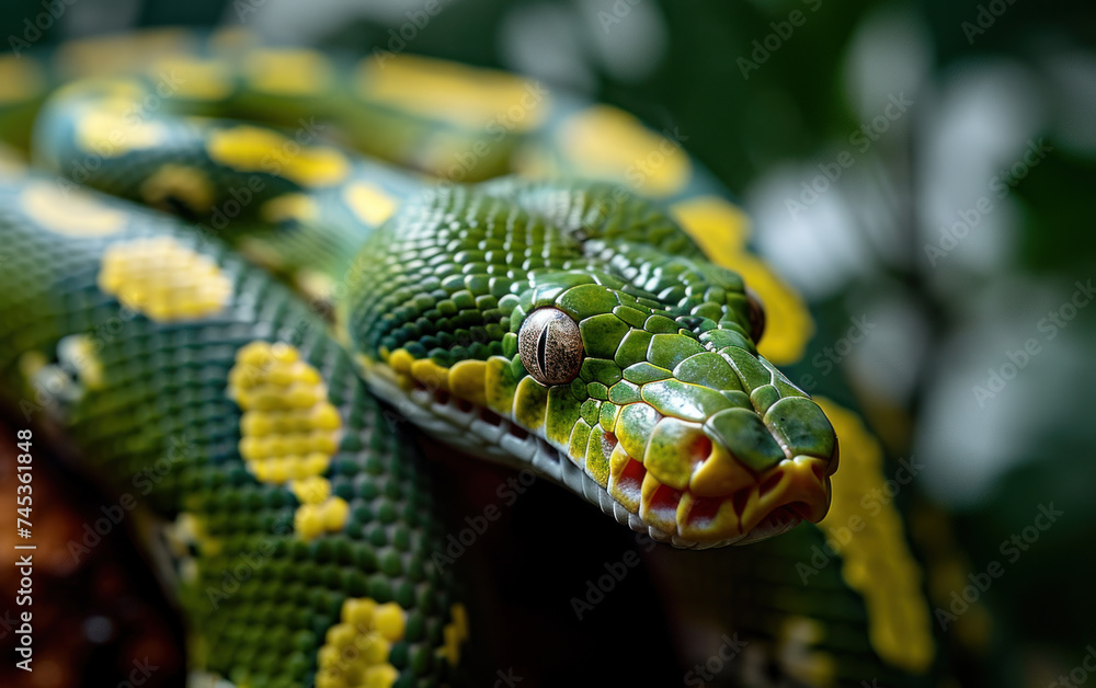 Fototapeta premium Close up of a green snake