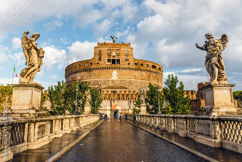Castel Sant Angelo or Mausoleum of Hadrian in Rome Italy, built in ancient Rome, it is now the famous tourist attraction of Italy.