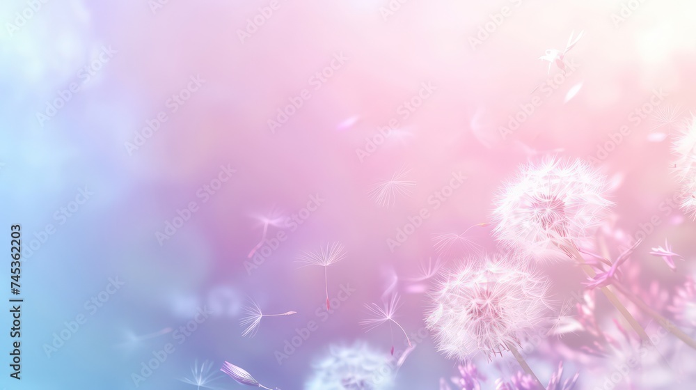 pink dandelions seed floral fluff pattern on a white background seamless