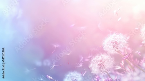 pink dandelions seed floral fluff pattern on a white background seamless