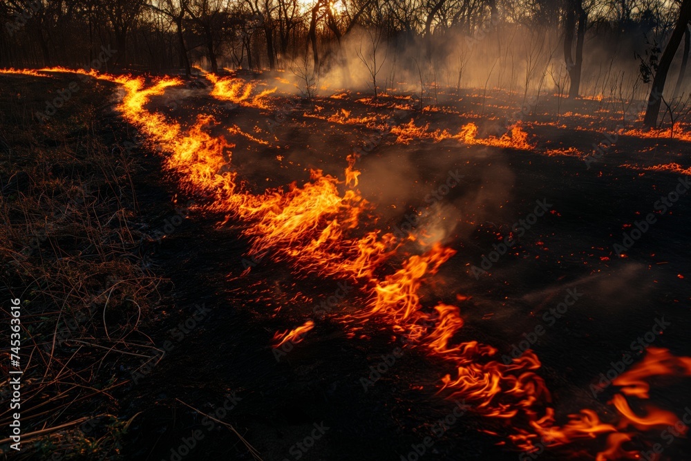Fire in the forest. Fire in the forest.
