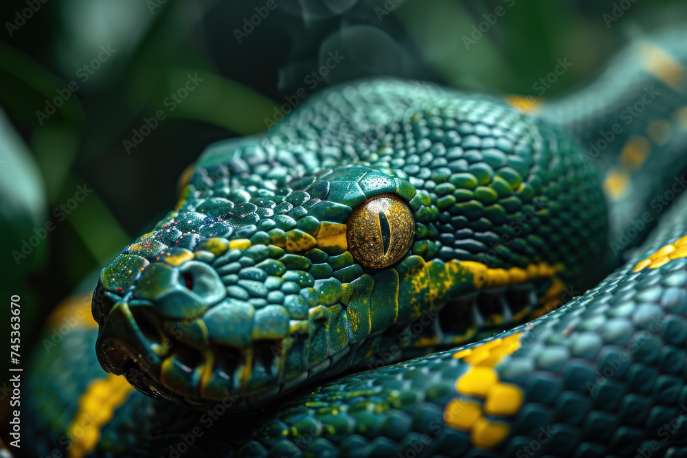 Close up of a green snake Close up of a green snake