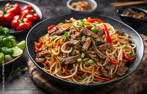 Delicious noodles with vegetables 
