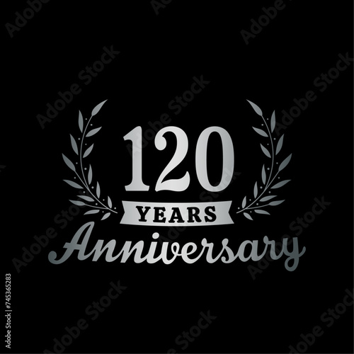 Celebrating 120 years anniversary logo design template. 120th anniversary celebrations logotype. Vector and illustrations. photo