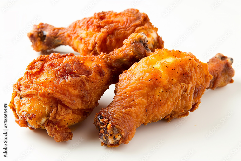 Crispy and delicious fried chicken nuggets on a clean white background Crispy and delicious fried chicken nuggets on a clean white background