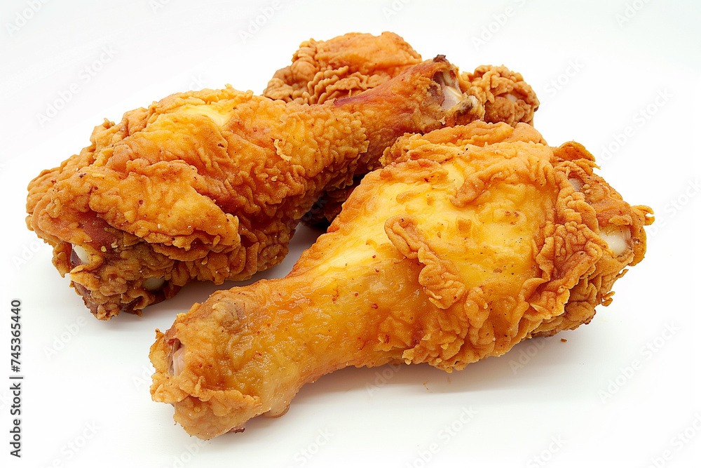 Crispy and delicious fried chicken nuggets on a clean white background Crispy and delicious fried chicken nuggets on a clean white background