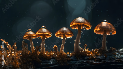 mushrooms in focus in the field