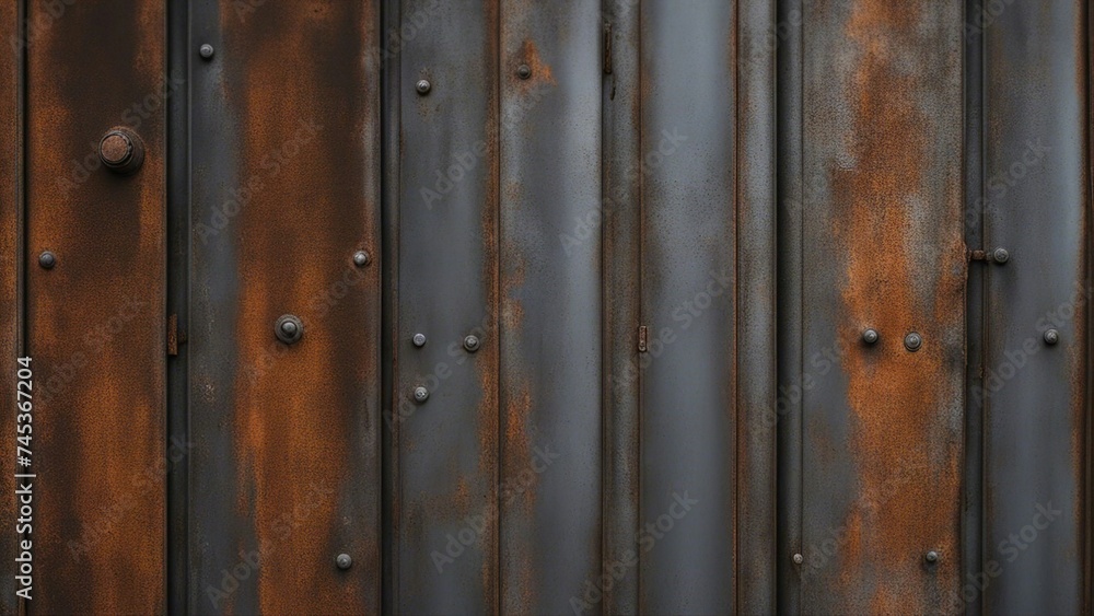 Fototapeta premium old wooden door A grunge metal texture that looks realistic and detailed, the metal has a dark gray color 