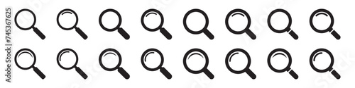 Magnifying glass icon, vector magnifier or loupe sign. Web search icon.