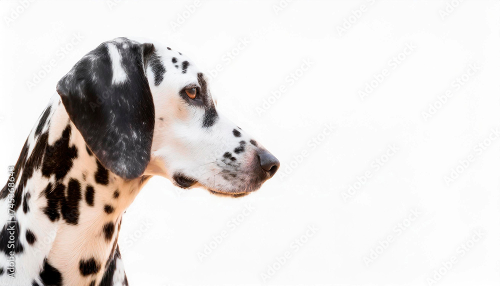 Dalmatian portrait, close-up of muzzle, isolated over white Dalmatian portrait, close-up of muzzle, isolated over white