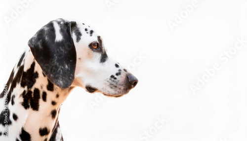 Dalmatian portrait  close-up of muzzle  isolated over white