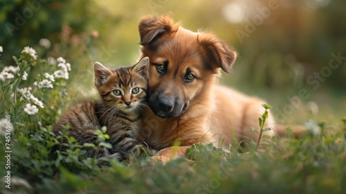 Puppy and Kitten: A Moment of Gentle Companionship
