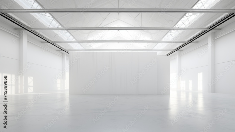Contemporary White Exhibition Hall - A large, open exhibition hall with white walls and floors, providing a modern and versatile venue.