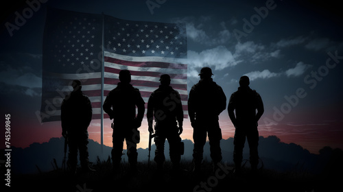 veterans lp us flag in silhouette