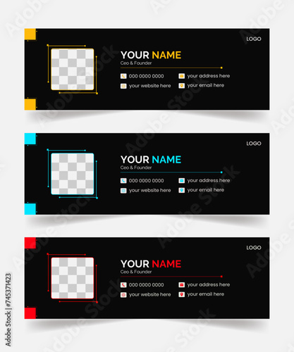 Modern creative email signature design or email footer template,  Clean and simple email signature template or email footer and personal social media cover page design