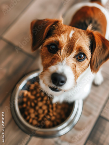 Attentive Jack Russell Terrier Waiting for Mealtime.
