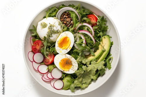 Plate with Fresh Vegetables and Burrata Cheese: Healthy Nutrition