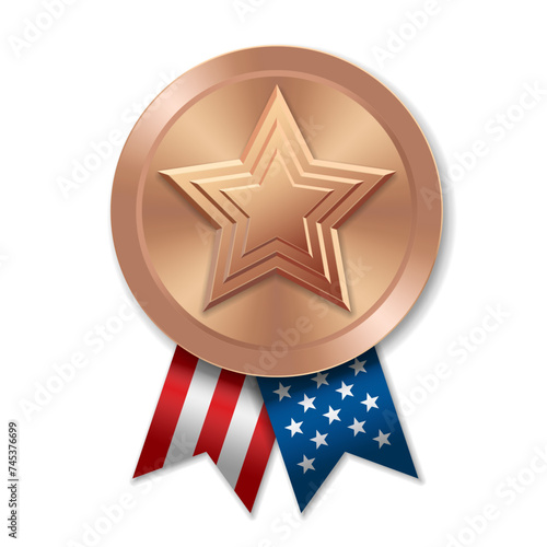 Bronze award sport medal with USA ribbons and star