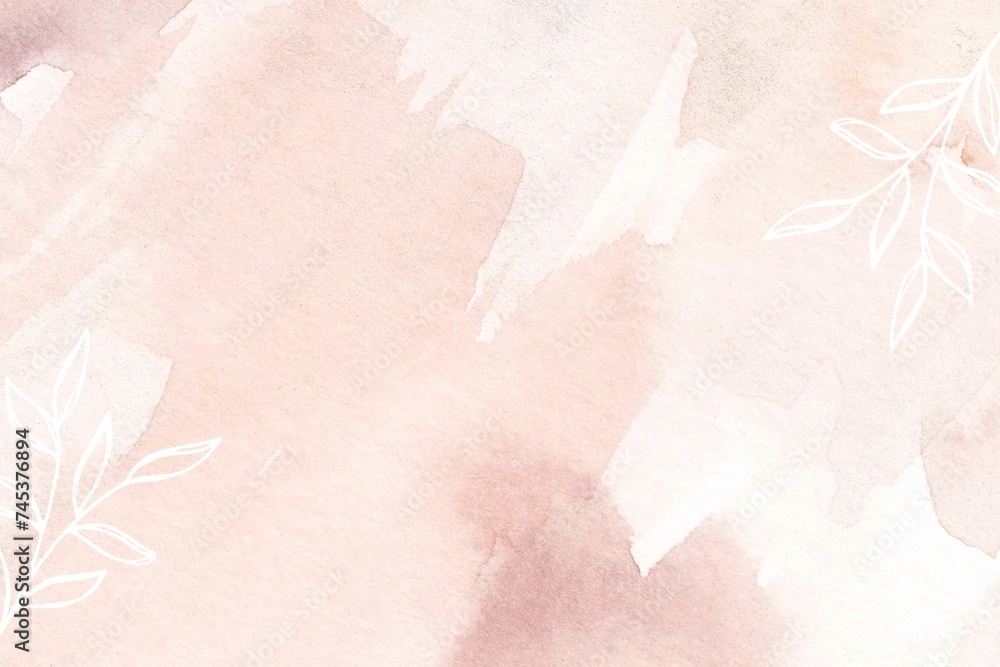 Fototapeta premium Pink Neutral Abstract Watercolor Link tree Background 