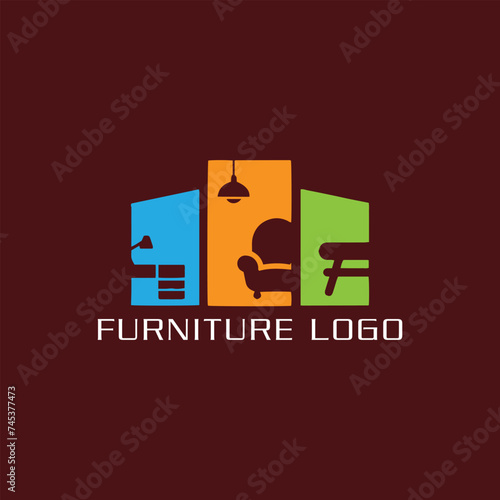 home office furniture logo design vector