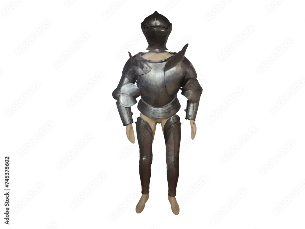Wooden mannequin dressed in armor on black background Diocesan Museum Mantua- Wooden mannequin dressed in armor on black background Diocesan Museum Mantua-